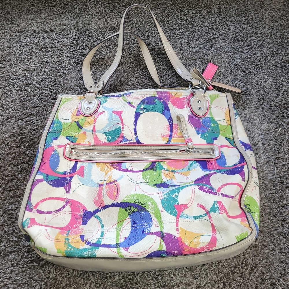 Coach Hallie Tote Poppy Ltd Edition Large Rainbow